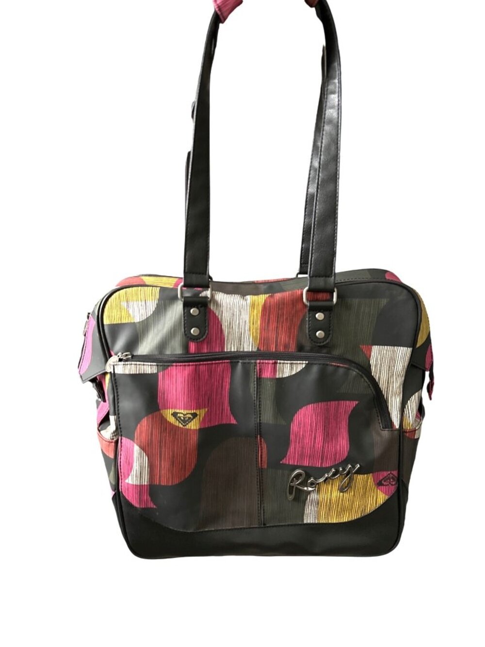 Roxy Tote Travel Carry On Y2K Rare Carry On Double Handle Zip Top Front Zip Pock